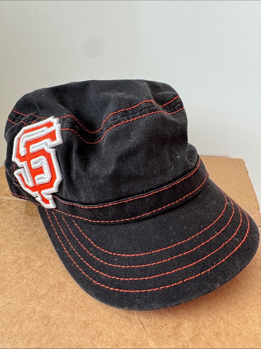 New Era Black and Orange SF Logo Cadet Cap